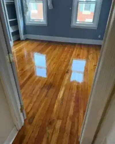 Restored and refinished heart pine hardwood floors