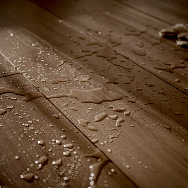 water spilled on light hardwood floor